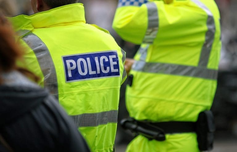Police officers in hi-vis on patrol