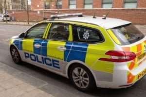 Police car parked on street