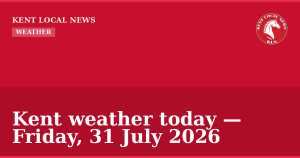 Kent weather today — Friday, 31 July 2026 — Kent Local News branded hero