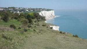 The village of St Margarets-at-Cliffe on the clifftop above the English Channel