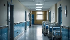 Empty NHS hospital corridor with beds - illustrative image for a review of maternity services