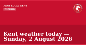 Kent weather today — Sunday, 2 August 2026 — Kent Local News branded hero