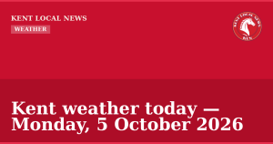 Kent weather today — Monday, 5 October 2026 — Kent Local News branded hero