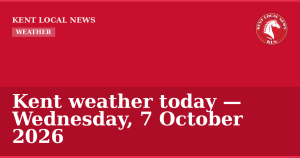 Kent weather today — Wednesday, 7 October 2026 — Kent Local News branded hero