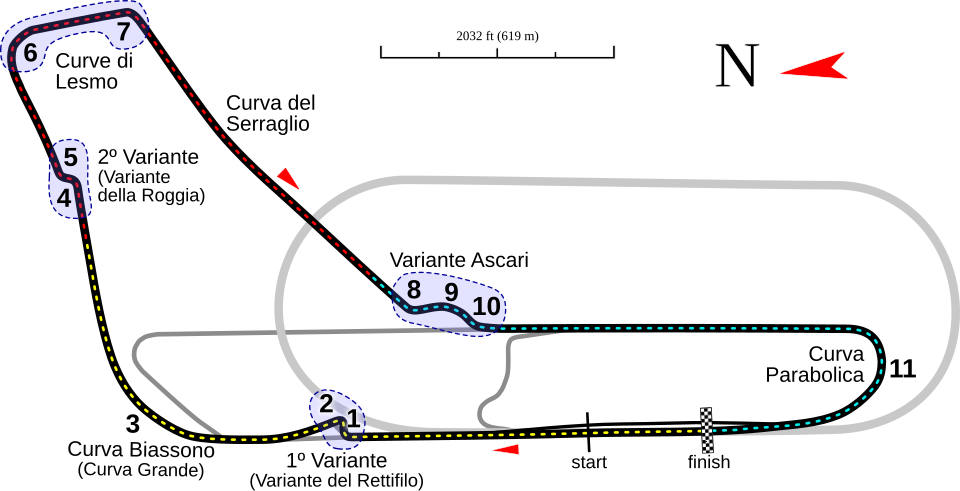 Autodromo Nazionale di Monza layout map