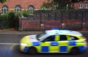 Police car speeding motion blur