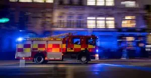 Fire engine rushing with blue lights