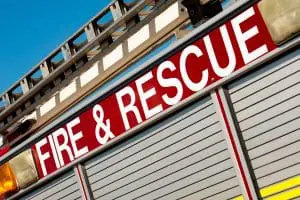 Fire and Rescue side label on engine