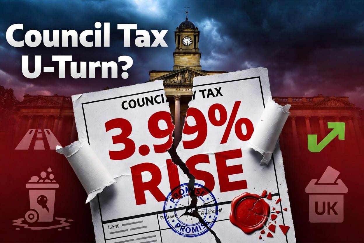 Reform UK council tax rise backlash Kent County Council budget papers and pound coins